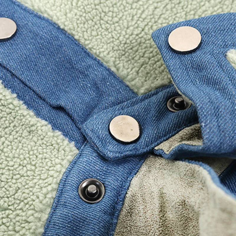 

Casual Patchwork Coat For Women Lapel Long Sleeve Lambswool Thick Loose Oversized Coats Female Fashion Clothes 2020 New D011