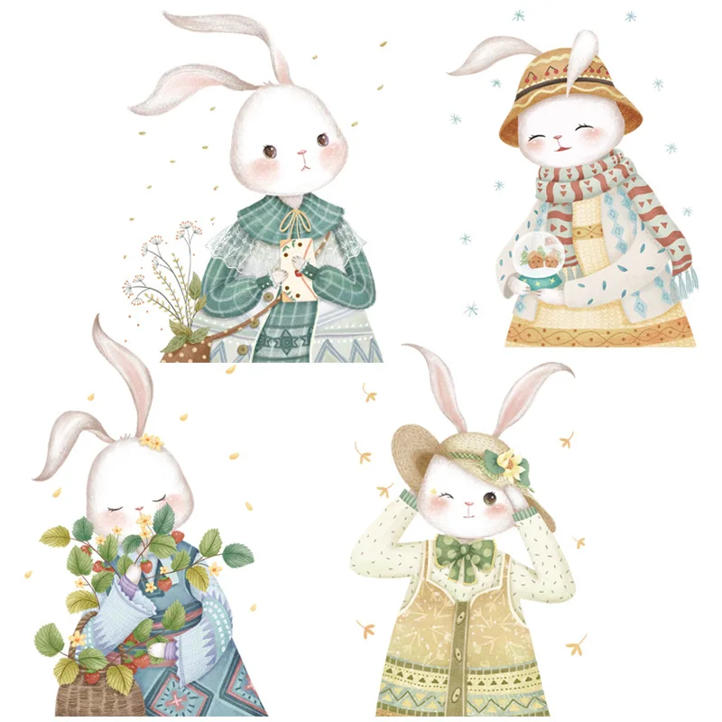 

Cartoon Rabbit Wall Sticker Hand Painted Creative Kids Room Bedroom Room Aesthetic Decoration Wallpaper