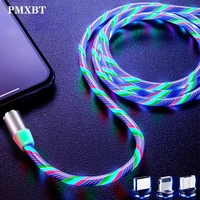 magnetic charging micro usb type c cable led flow luminous lighting data wire for iphone samaung huawei mobile usb charger kable