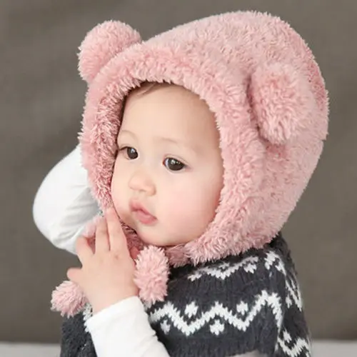 Зимняя теплая шапка для новорожденных девочек и мальчиков шапки-бини малышей