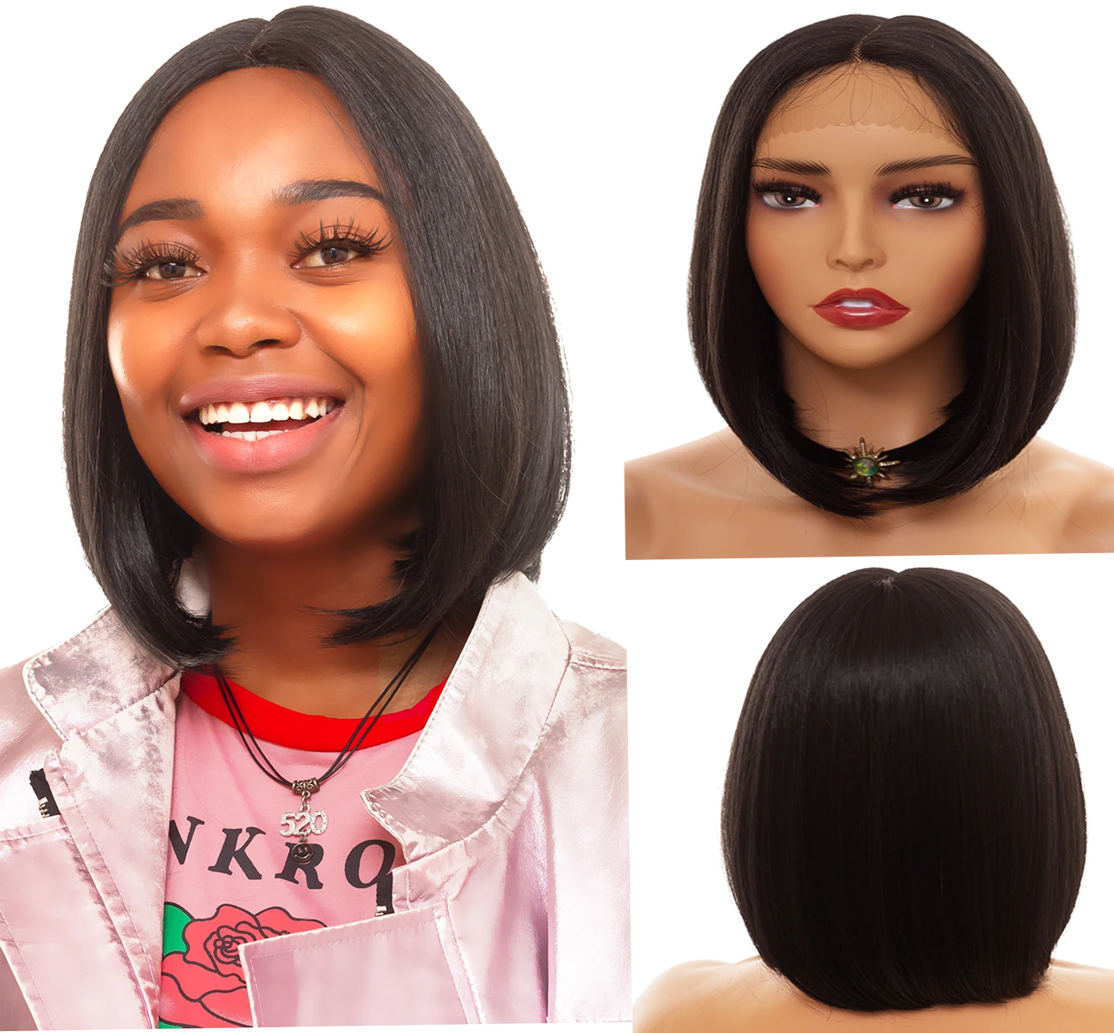 

GTHAIR Lace Front BOB Wig High Temperature 12 Inch Short Straight Wigs with Baby Hair For Women Synthetic Wigs Free Shipping