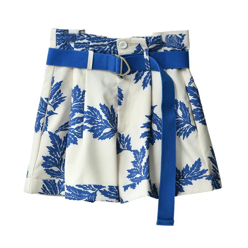 Повседневные Шорты MICOCO K8112 из рами с растительным принтом высокой талией и