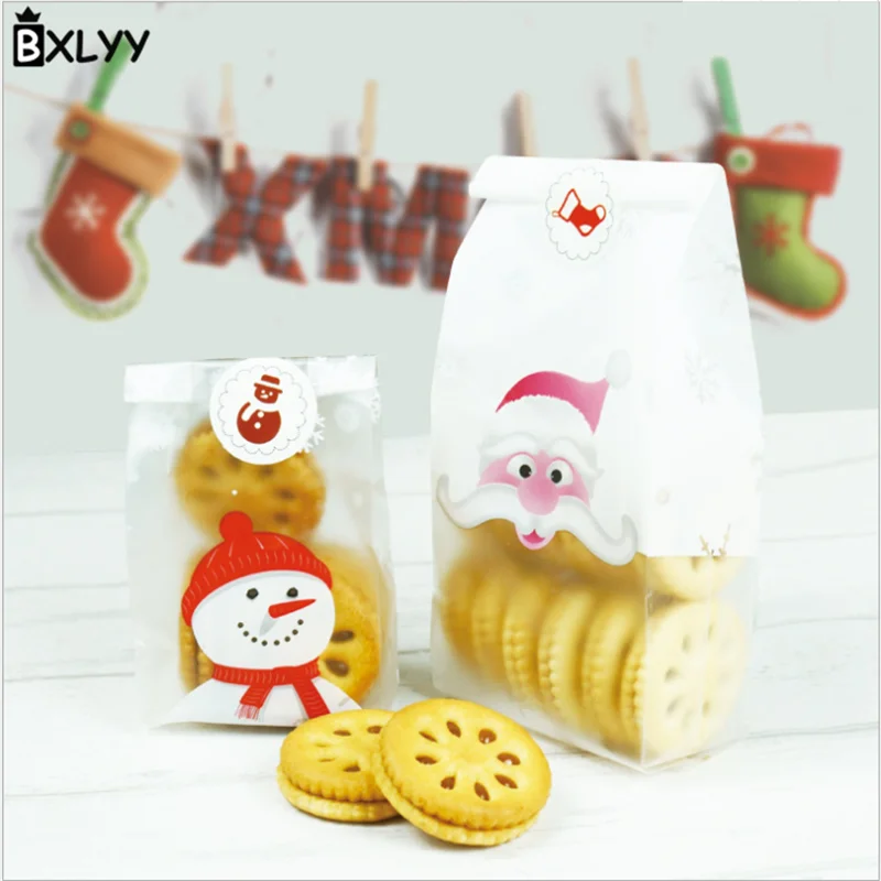

BXLYY New Year Decoration Santa Snowman Cookie Bag Party Supplies Wedding Gift Bag Baby Shower Home Decoration Package.8z