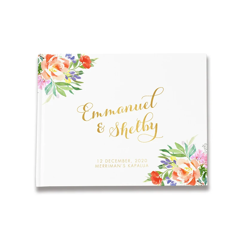 Индивидуальная книга для гостей на свадьбу родные цветы из Австралии золотой