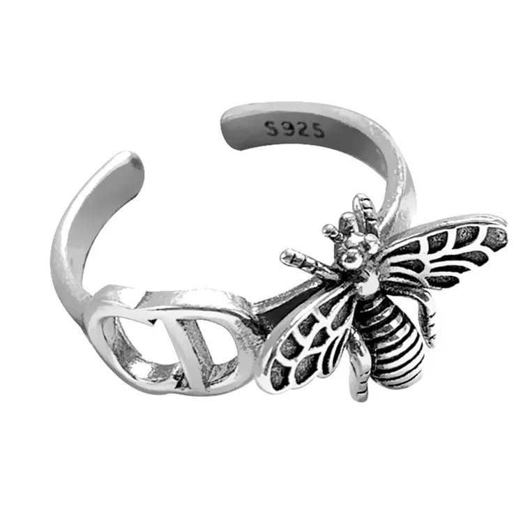 

925 Sterling Silver Ring For Women Female Bee Shape INS Simple Handmade Opening Finger Fashion Jewelry Couple