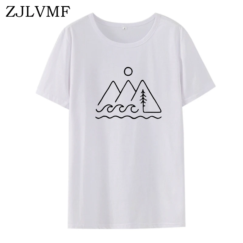 Zjlvmf горные женские футболки повседневные хлопковые корейские модные топы с