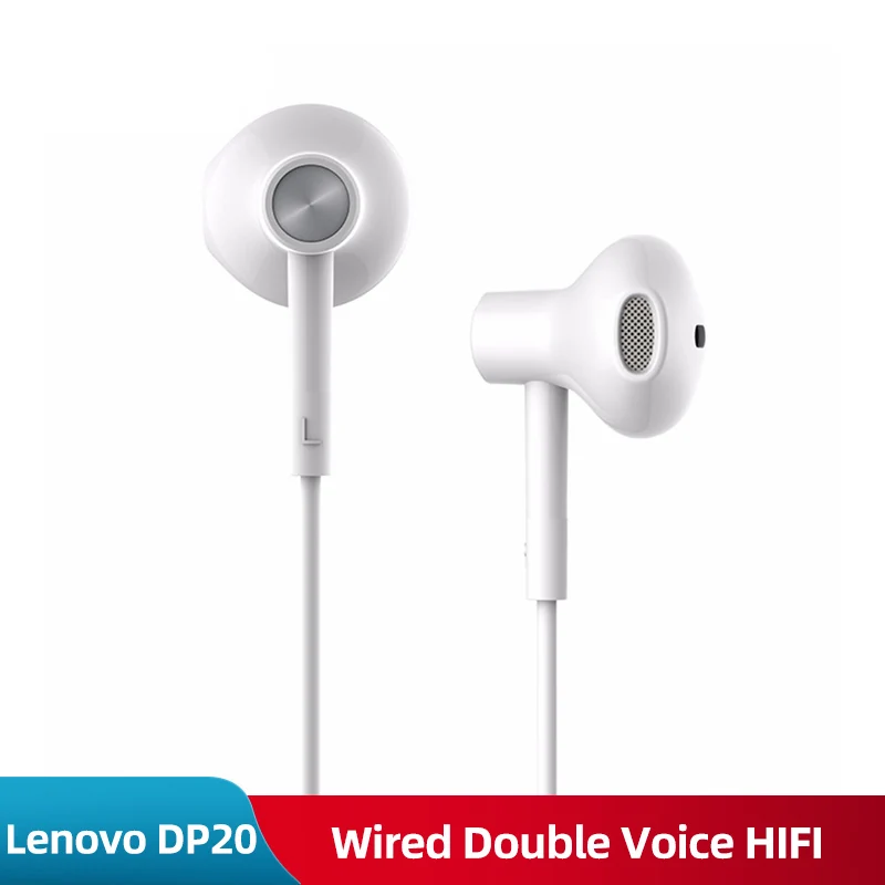 Проводные наушники Lenovo DP20 спортивные с микрофоном для Xiaomi Samsung MP3 проводные