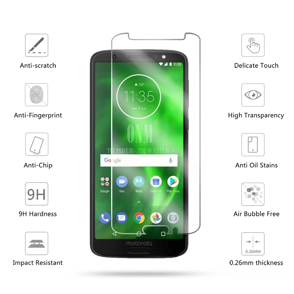 2 шт закаленное стекло для Motorola Moto G6 Plus / Play Защита экрана Защитная стеклянная