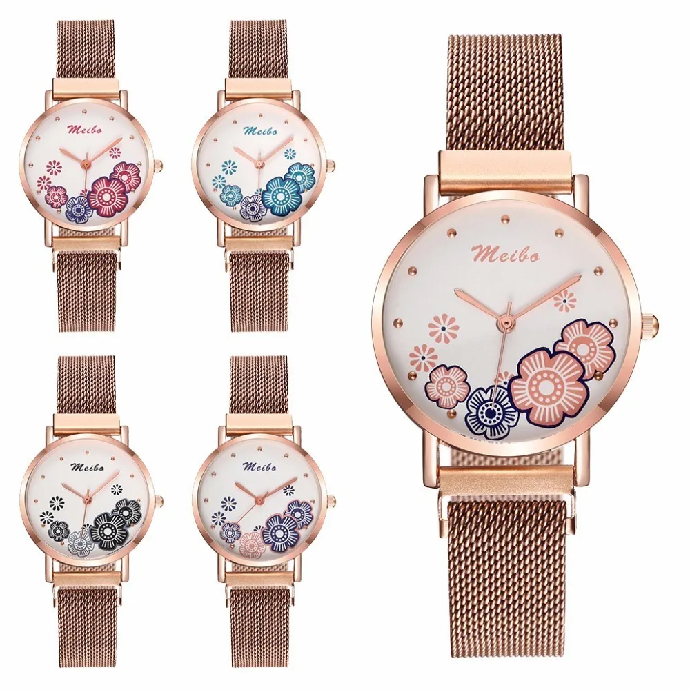 

Women Magnet Buckle Flower Watch Luxury Ladies Quartz Watch Gift Clock Relogio Feminino