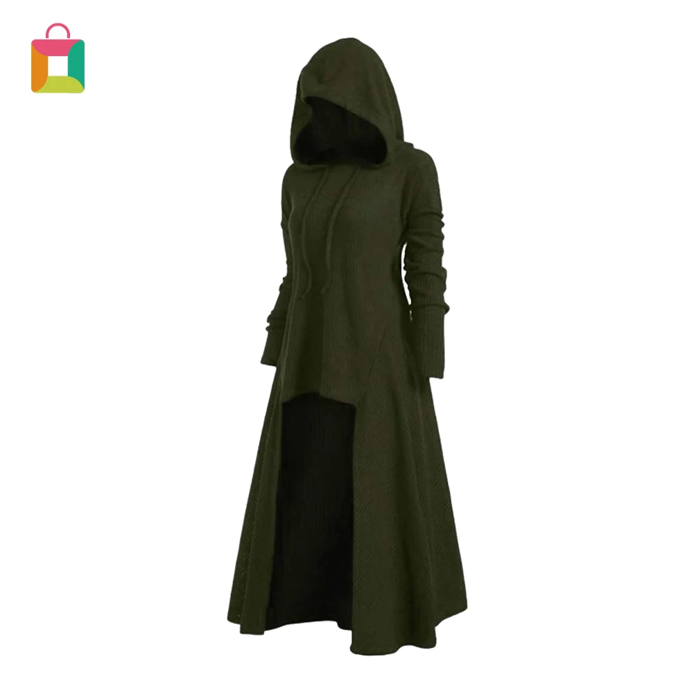 

Длинное черное готическое платье, женская одежда с капюшоном в стиле панк, трикотажные платья для женщин с блестками