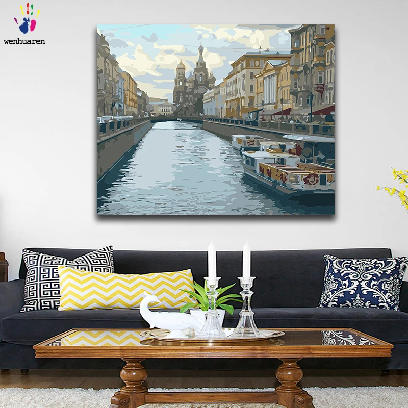 Сделай Сам Рисование по номерам картина с комплектами пейзаж городская