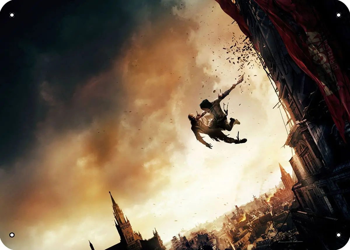 

Metal Wall Sign Handsome Man City Landscape Family Living Room Art Wall Decoration Retro Square Metal Sign 8X12 Inch