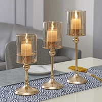 nordic party wedding candlestick decoration glass candle holders activities metal dining table home decor wedding centerpieces
