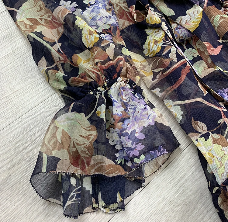 Импортный Шелковый асимметричный подол с принтом | Женская одежда