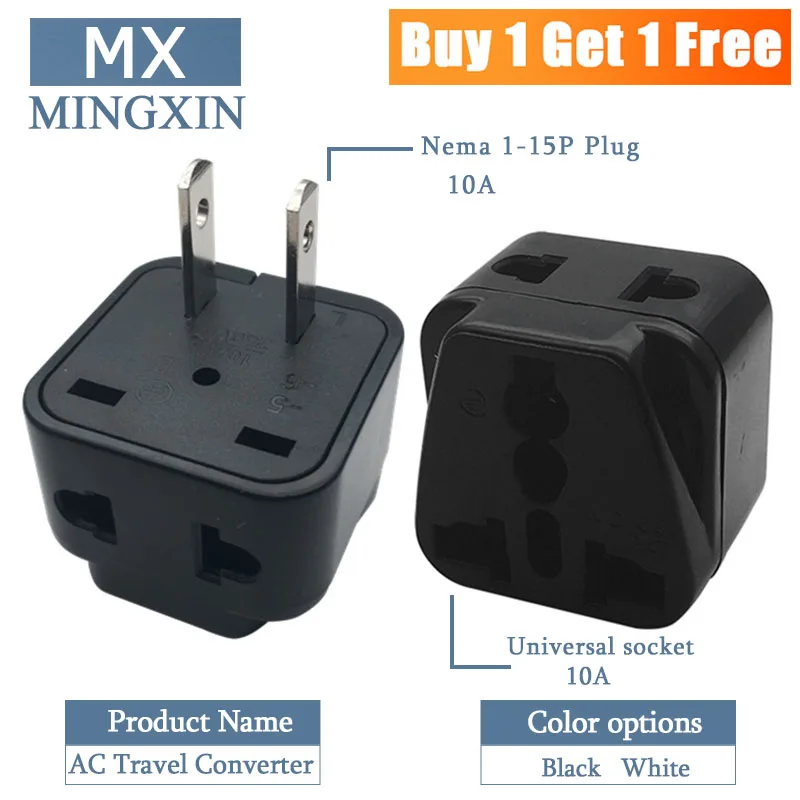 2PCS Wholesale черный Белый Цвет 250v 10a Медь Универсальный Америка 2 Pin AC Мощность