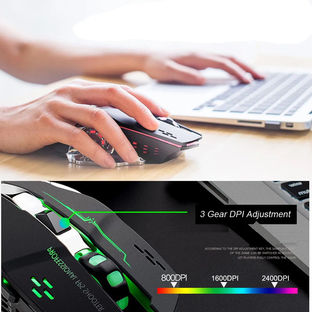 Перезаряжаемая Беспроводная Бесшумная светодиодная подсветка X8 USB оптическая
