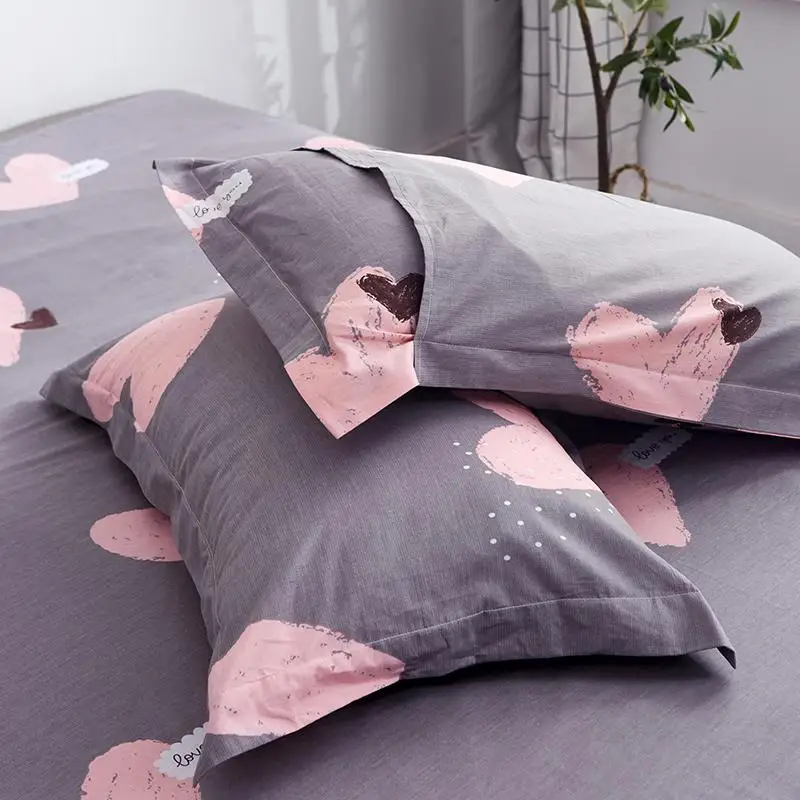 J 100% Pure Cotton Fashion Bedding Set luxury Pink love Family Sheet Duvet Cover Pillowcase Full King Single Queen bed set | Дом и сад