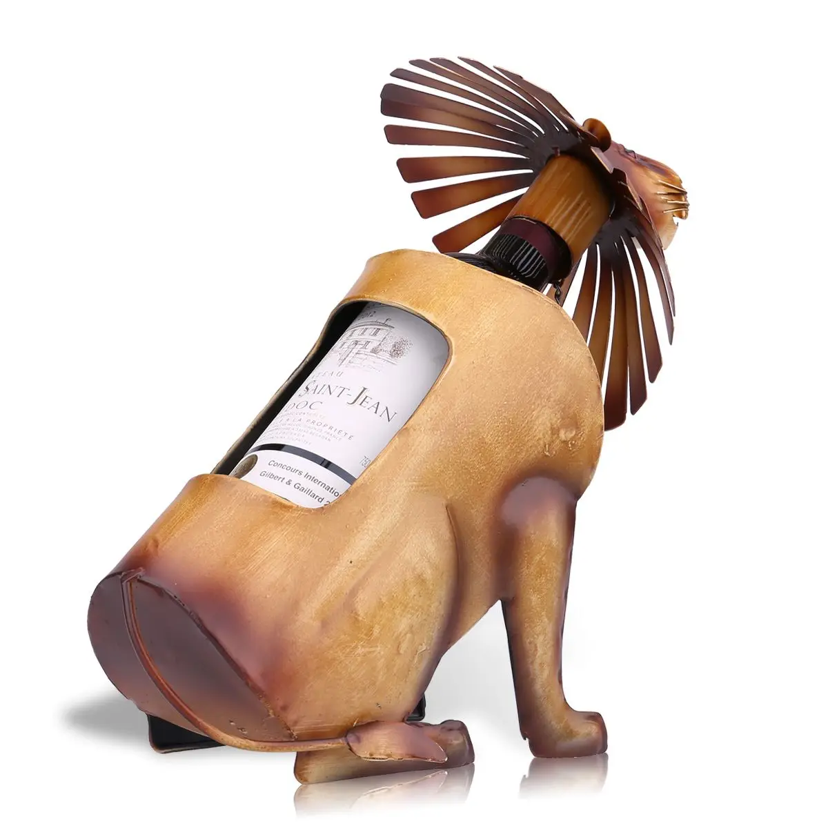 Металлическая скульптура подставка для вина в форме льва полка бутылки