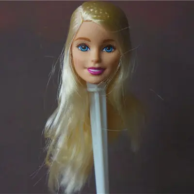 as pics Редкий хороший макияж кукла голова игрушки части дети игровой дом DIY игрушка Девочка День рождения Рождественский подарок части игрушки синий фиолетовый красный волос - Цвет: as pics