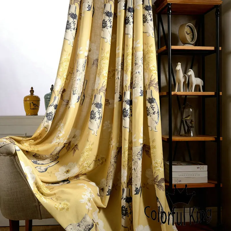 Цветочные шторы для кухни гостиной окна коричневые желтые масляная живопись