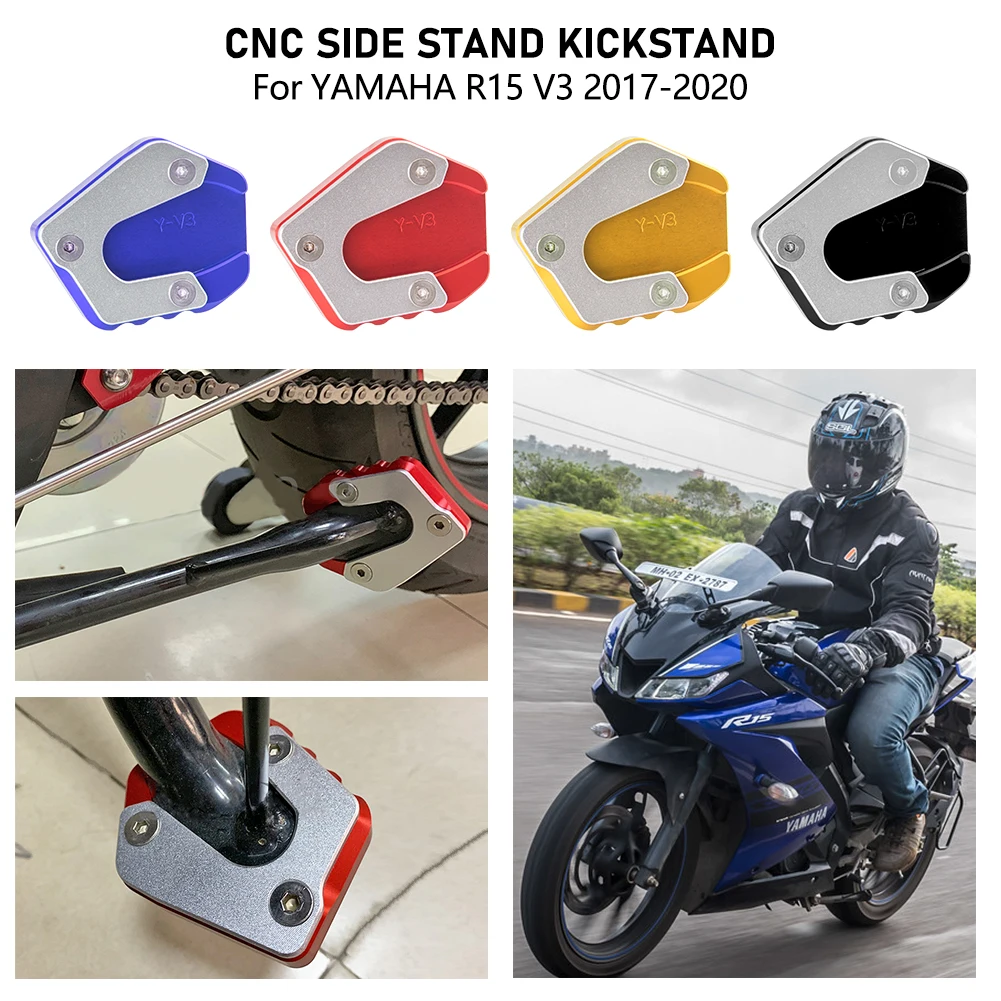 

Motorcycle Kickstand Side Stand Enlarge Extension Plate Pad For 2017 2018 2019 2020 Yamaha YZF R15 YZFR15 YZFR-15 V3 Accessories
