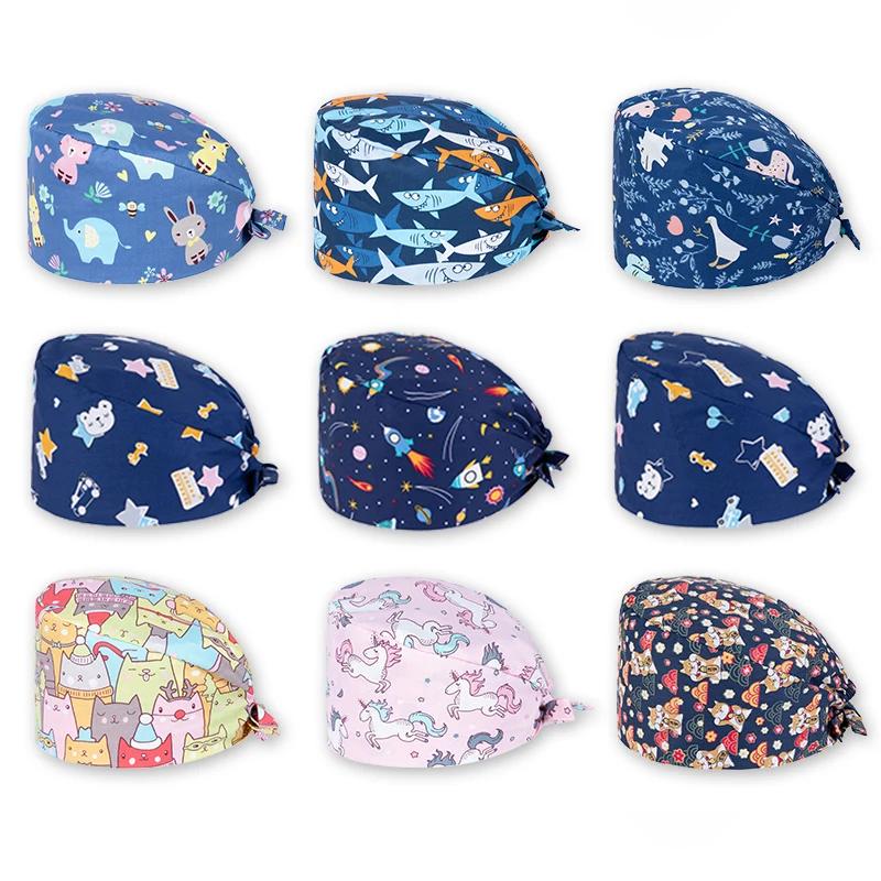 Высококачественная хлопковая шапка с принтом медсестры для врачей в больницах и