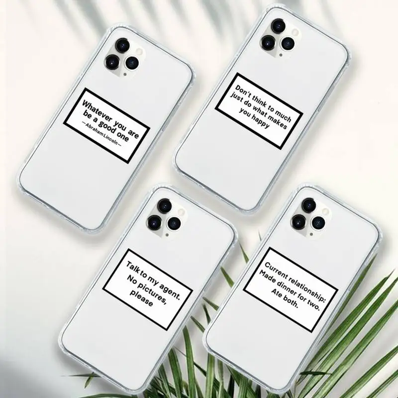 

Design Funny Quotes Text Phone Case Transparent soft For iphone 12 11 13 7 8 6 s plus x xs xr pro max mini