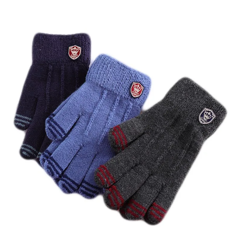 2020 Children gloves Winter autumn fingers warm soft knitted boys fashion for Kids 7~ 11Yrs with high quality | Детская одежда и