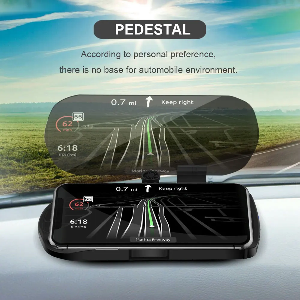 Car HUD Display Smart Phone Navigation Screen Head Up Display 10W Wireless Charger Holder Car Speed Projector Car Charging