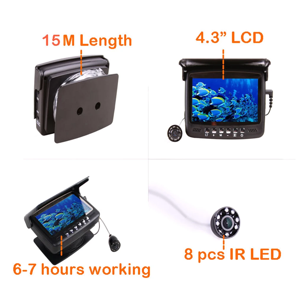 Скидка Камера для подводной рыбалки 4,3 дюйма DVR подводный рыболокатор инфракрасное ночное видение портативная видеокамера для рыбалки ЖК-монитор