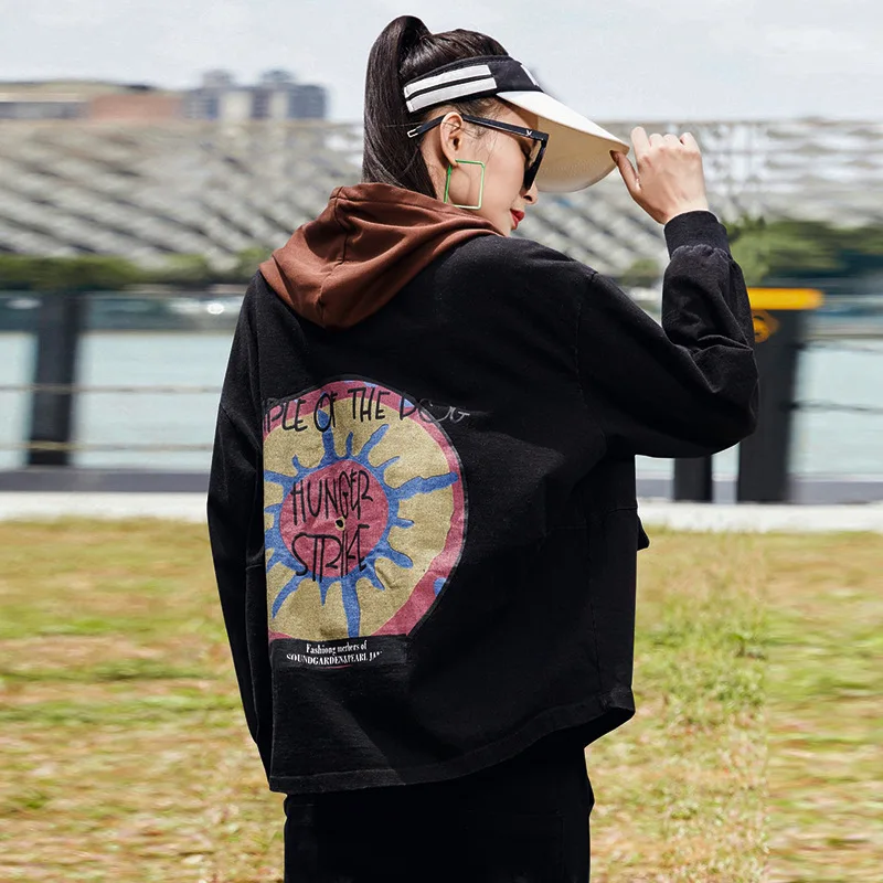 

Autumn Casual Jeans Jacket Women Hooded Denim Jacket Women's 2020 New Fashion Short Coat With Hat Black Color Hotsale Yalabovso