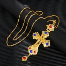 Collier Long avec pendentif en croix de jésus, religieux, chrétien, grande taille, fournitures de jésus, croix gothique, orthopédique, Crucifix