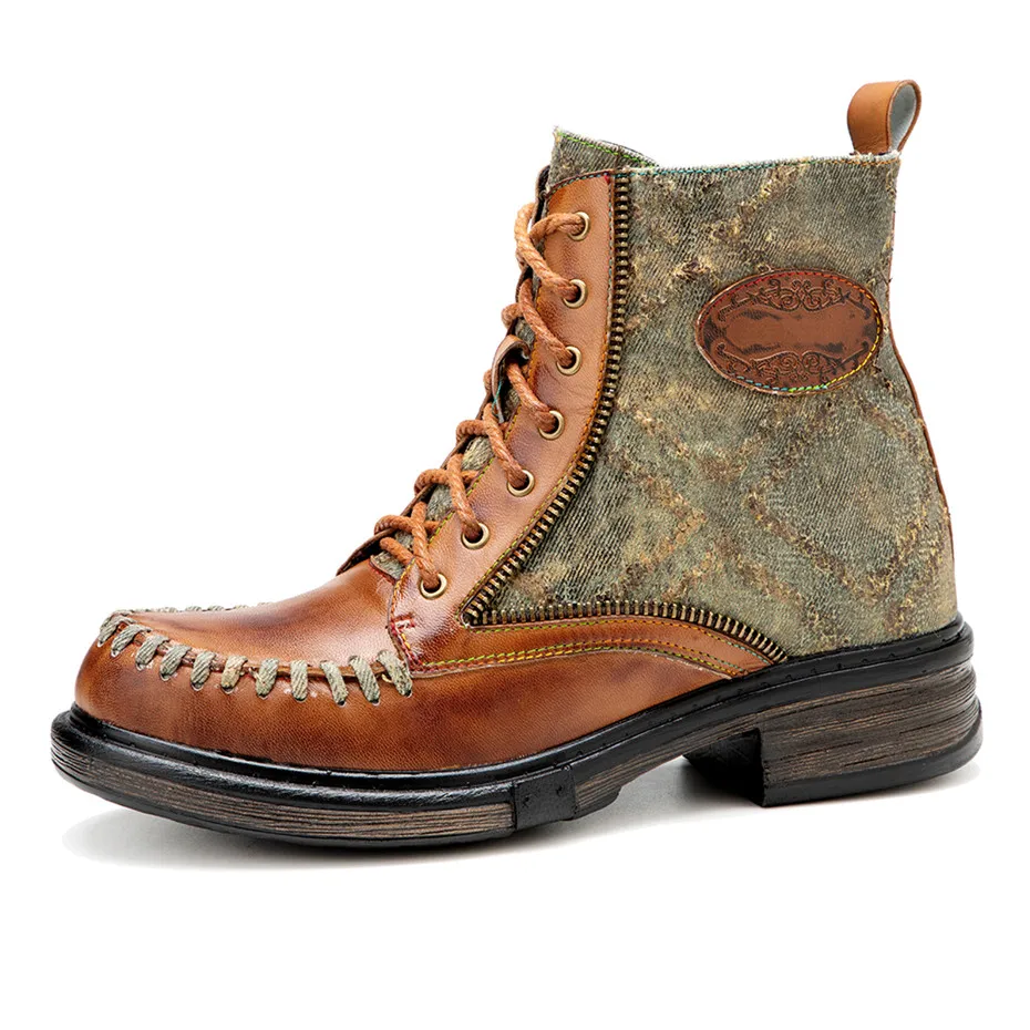 

Retro Style Women Ankle Boots Stitching Vintge Swing Casual Lady Shoes Outdoor Lace Up Zipper Female Short Martin Boots Footwear