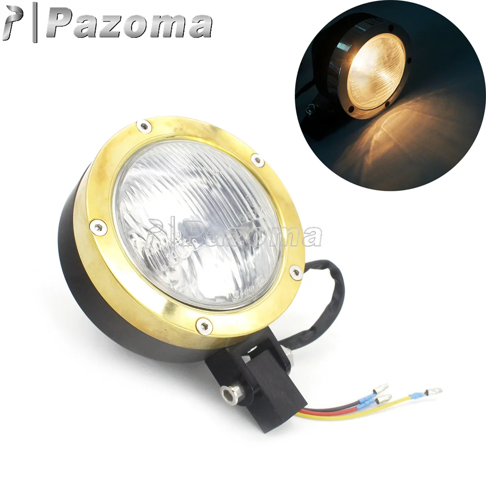 

Vintage Motorcycle Brass Ring 4.5" Headlamp E4 Headlight For Harley Cafe Racer Chopper Bobber Custom Bottom Mount Lighthouse