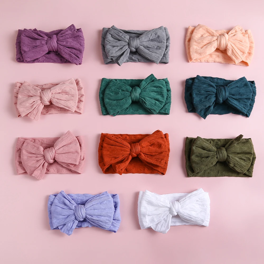 

Newborn Baby Girls Headband Toddler 16cm Big Bow Hairband Cute Solid Stretch Turban Knot Head Wrap Nylon Head Wear 27 colors