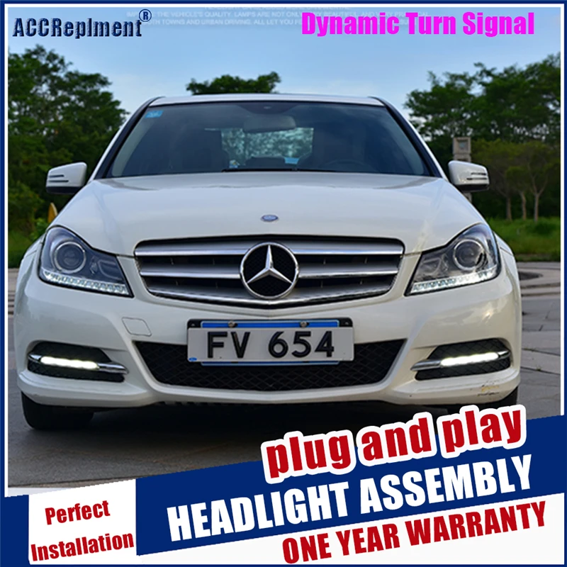 

For C-class Car Styling LED Head Lamp for Benz W204 headlights 2011-2013 C180 C200 C260 led headlight HID KIT Bi-Xenon Lens