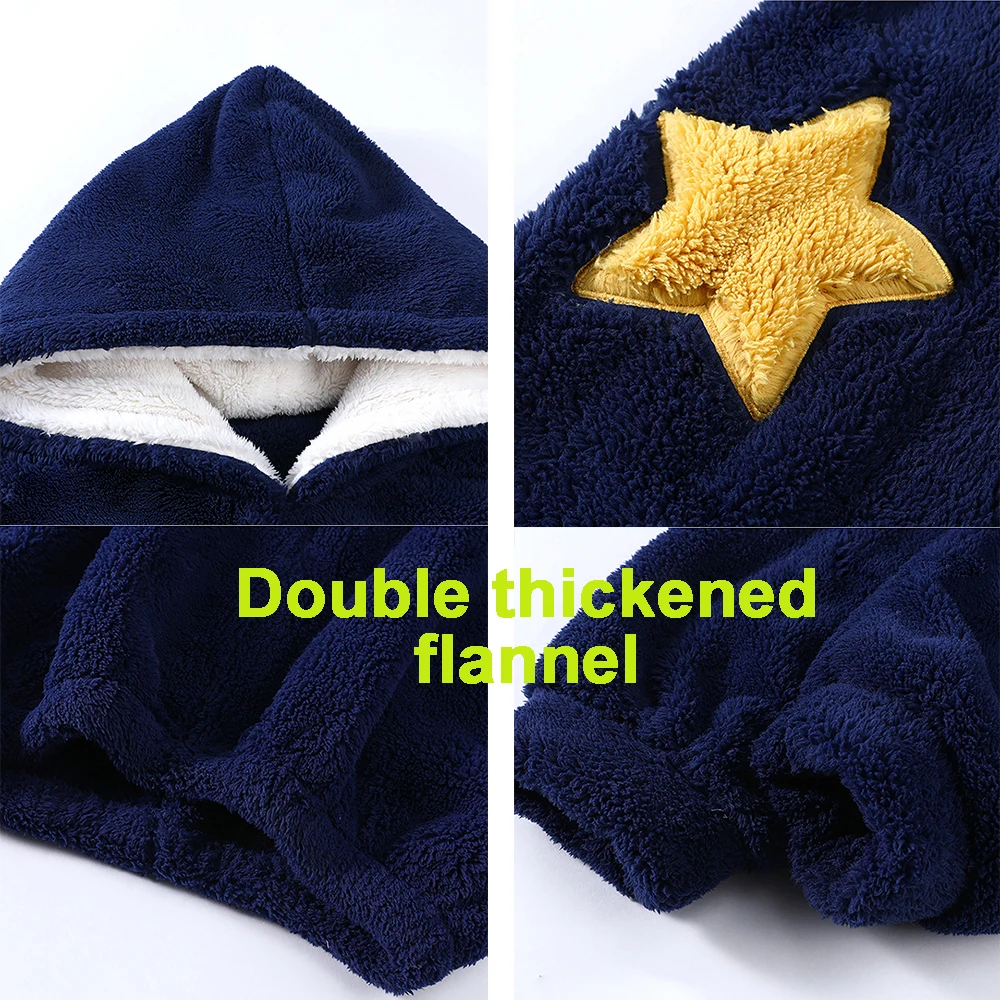 Winter Men's Warm Pajama Sets Thick Flannel Pyjama Fashion Hooded Autumn Couple Male Pijama Cartoon Pajamas for Men Sleep Tops