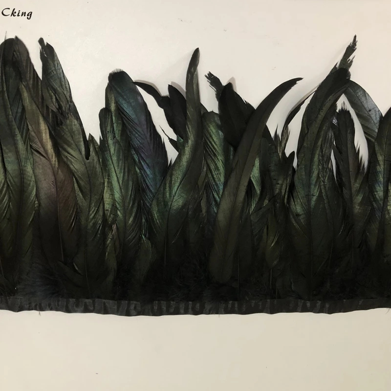 Черный цвет 2 метра 15 20 см натуральный и настоящий петух отделка перьями ленты