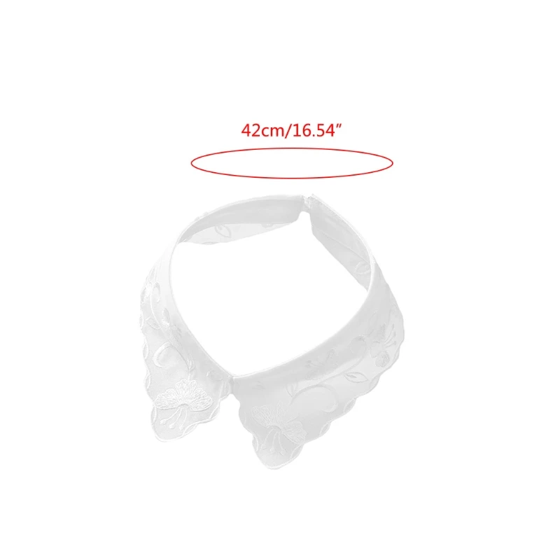 

Korean Style Women Elegant White False Fake Collar Lapel Choker Sweet Embroidery Butterfly Floral Dickey Necklace Decorative Clo