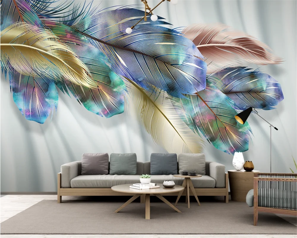 Beibehang пользовательский Скандинавский современный минималистичный Цвет Перо