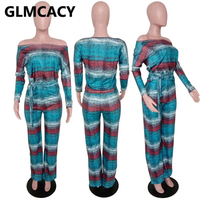 

Women Two Piece Abstract Striped Suits