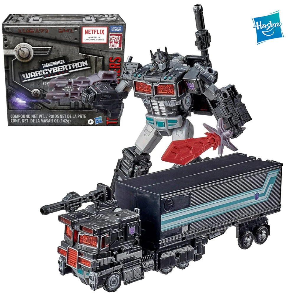 

Hasbro Transformers Toys Nemesis Prime Siege War for Cybertron Netflix Carriage Leader Transformers Masterpiece Toys Gift 18cm