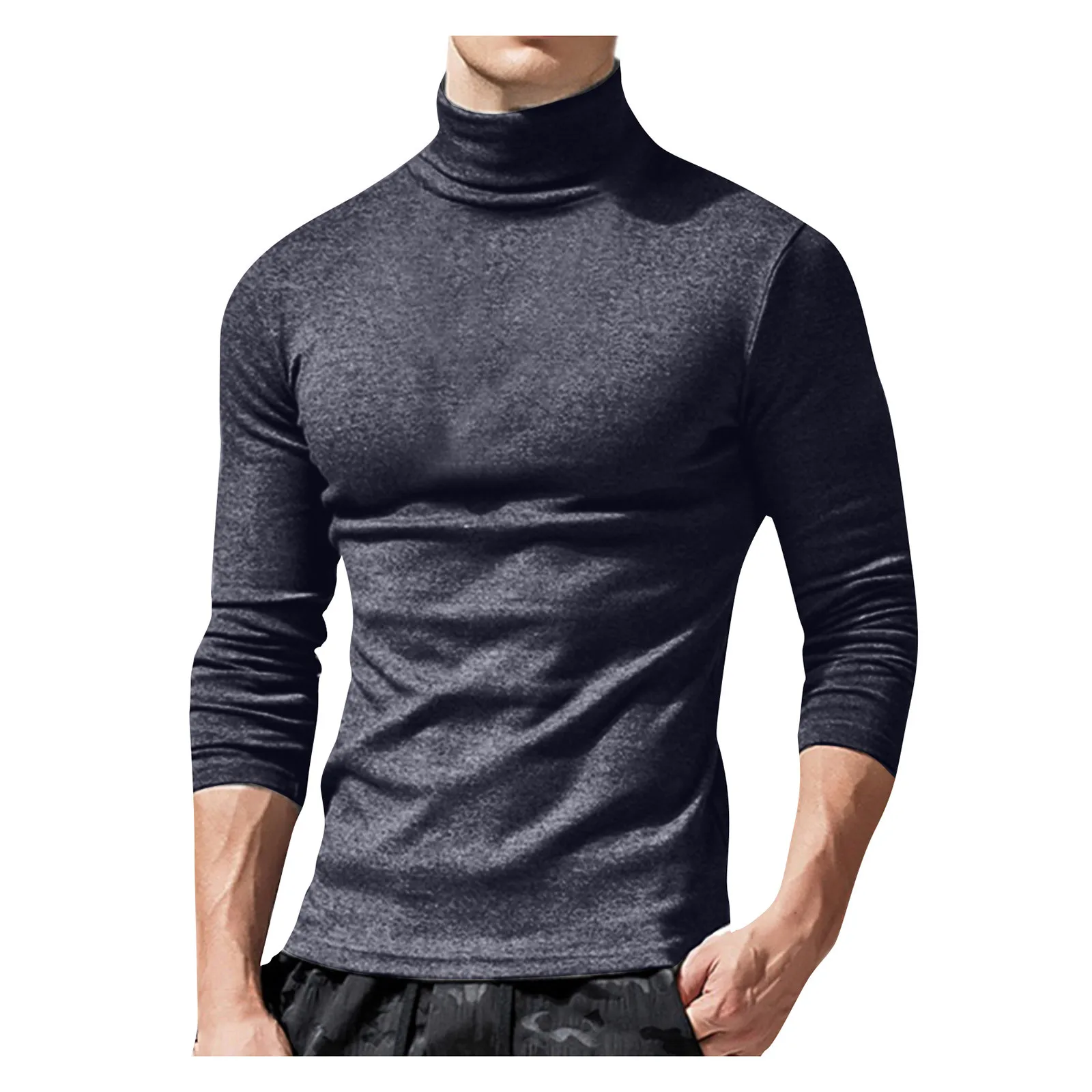 Осенние повседневные однотонные мужские костюмы 2021 Мужская футболка с v образным