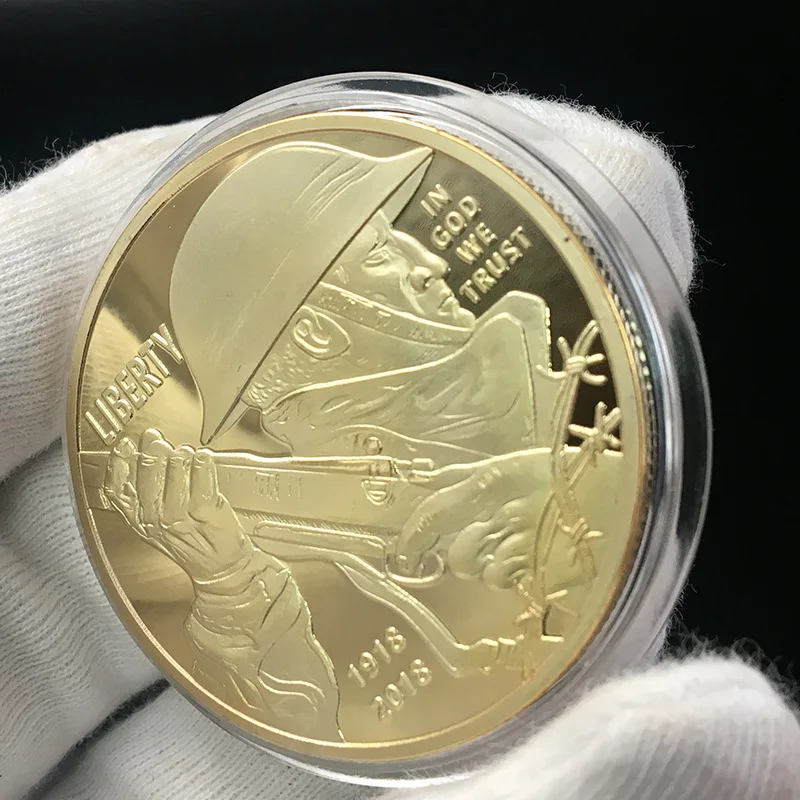 

1Pcs Gold Plated Soldier Coin Collectible Art Collection Gift Physical commemorative Metal Antique Imitation