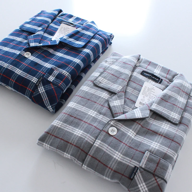 Мужские пижамы пижама набор хлопковых пижам на осень и зиму женская полосатые