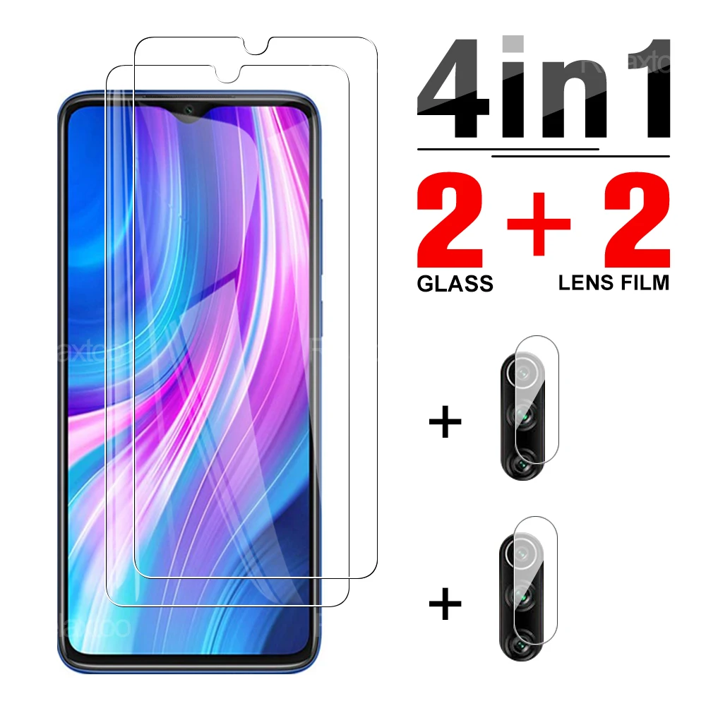 

4in1 Tempered Glass Lens Film For Xiaomi Redmi note 8 pro 8t 2021 xiami xiomi Clear 99D Full Coverage Anti-drop Screen Protector