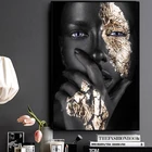 Африканская черная и Золотая женщина художественные картины и плакаты напечатаны на холсте, домашняя гостиная художественные картины декоративные без рамки