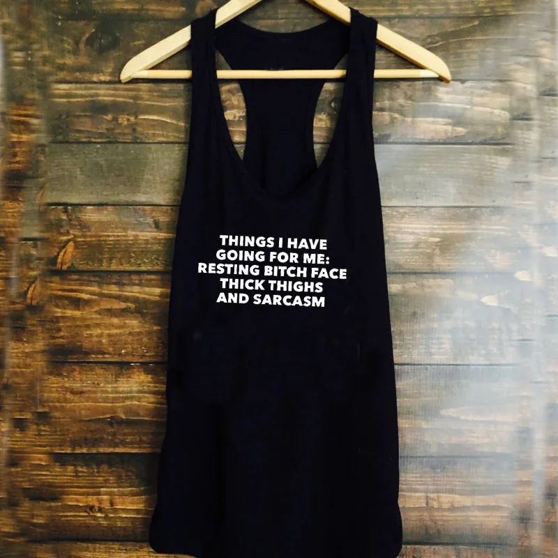 Майка женская с надписью Things I Going for Me забавная уличная одежда пикантный жилет без