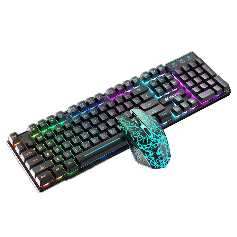 Mouse para Laptops sem Fio Recarregável Colorida Jogo Teclado Teclados Combos 3000mah 800 1600 2400 Dpi Luz