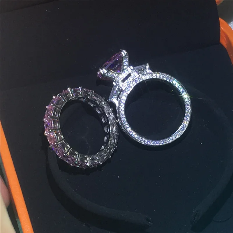 Роскошная Эйфелева башня 6ct Lab кольцо с розовым бриллиантом наборы из